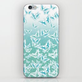 blue butterflies in the sky iPhone Skin