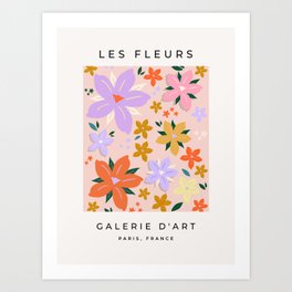 Les Fleurs | 04 - Abstract Retro Floral Print Preppy Colorful Aesthetic Flowers Art Print