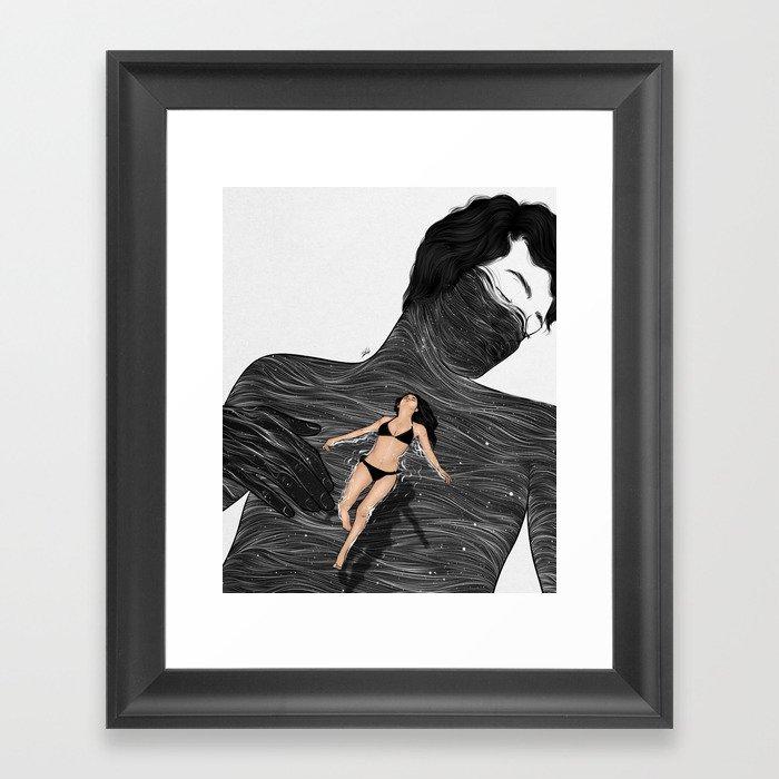 Floating over you. Framed Art Print