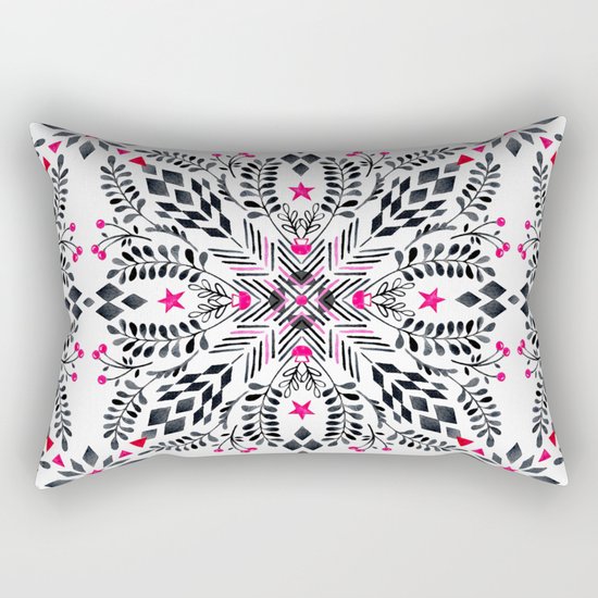 Winter Graphic Folk Art Pattern Rectangular Pillow