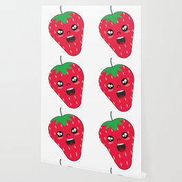 Cute Strawberry Fruit Illustration Wallpaper