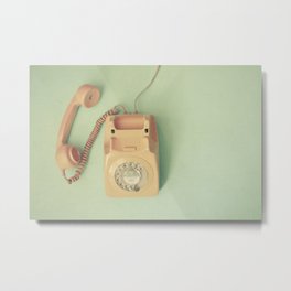 Off the Hook Metal Print | Digital, Curated, Vintage, Mintgreen, Girly, Stilllife, Hers, Photo, Telephone, Retro 