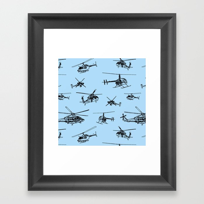 Helicopters on Sky Blue Framed Art Print