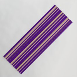 [ Thumbnail: Indigo & Tan Colored Pattern of Stripes Yoga Mat ]