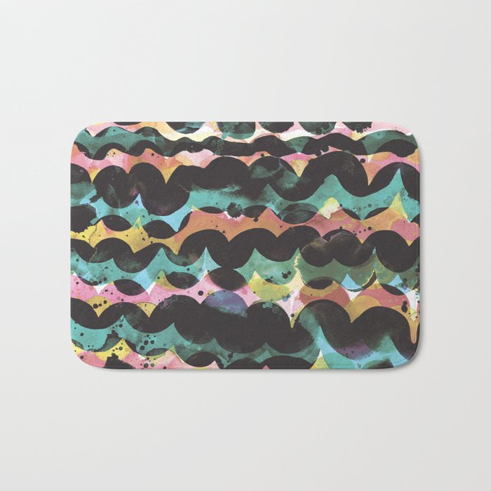 Abstract waves - Tricolor Bath Mat