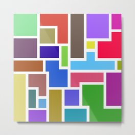 Colourful Squares Metal Print | Multicolored, Rainbow, Mindfly, Yellow, Pastel, Green, Multicoloured, Tetris, Square, Brown 