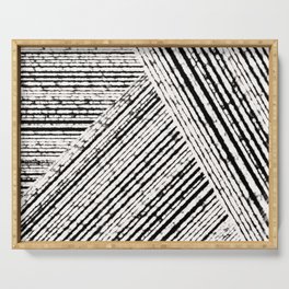 Abstract Earthy Black and White Boho Serving Tray