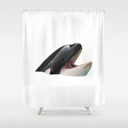 Orca Head Poking Out Of Water Shower Curtain