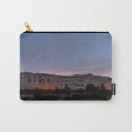 Panoramic view of the medieval white village of Ostuni at sunset blue hour Carry-All Pouch | White, Apulia, Ostuni, Beach, Adriatic, Seacoast, Photo, Blue, Sea, Cathedral 