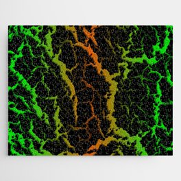 Cracked Space Lava - Green/Orange Jigsaw Puzzle