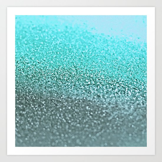 TEAL GLITTER Art Print
