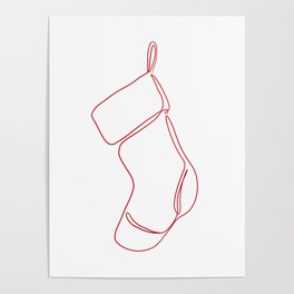 Holiday Stocking Line Art Poster
