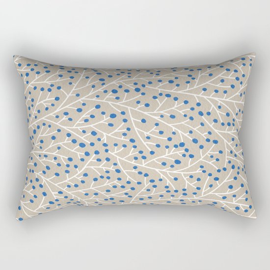 Blue & White Berry Branches Rectangular Pillow