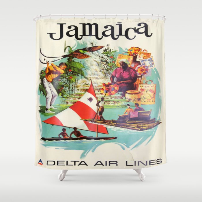 Vintage Poster Jamaica Shower Curtain By Mosfunky Society6