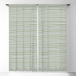 Stripes on Calming Sage Green Blackout Curtain