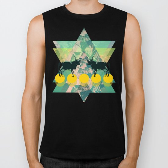 cows are dreaming of funky mountains Biker Tank