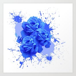 MODERN ART  BLUE ROSE PATTERN WATERCOLOR SPLATTER Art Print | Blueroses, Abstract, Blueart, Drawing, Acrylic, Bluefurnishings, Bluefurniture, Blueflorals, Officedecor, Blueflowers 