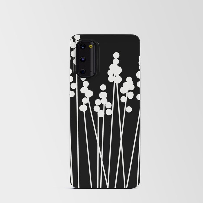 Hello Spring! White Retro Plants on Black- Black and White Version #decor #society6 #buyart Android Card Case