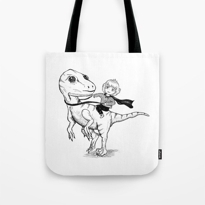 Ani and her velociraptor anime style Tote Bag