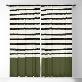Olive Green x Stripes Blackout Curtain