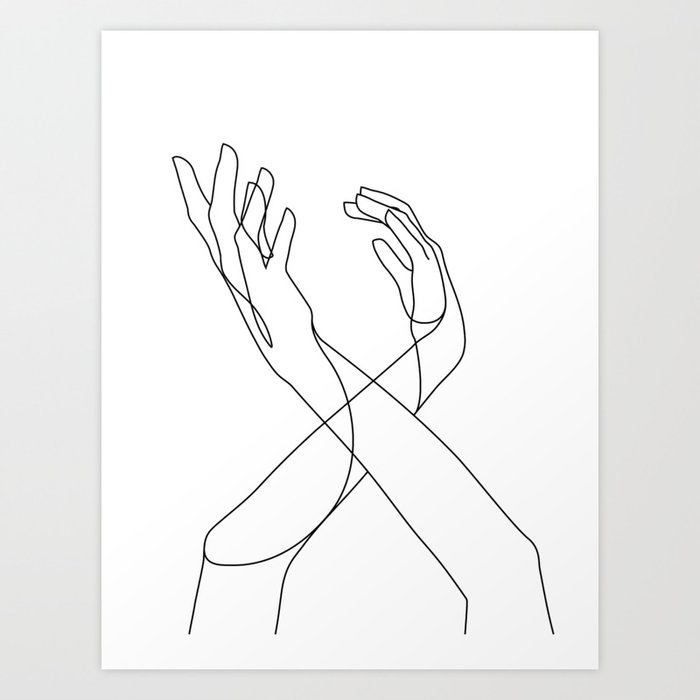 Single Line Art Dancer S Hands Art Print By Ampersandsara Society6