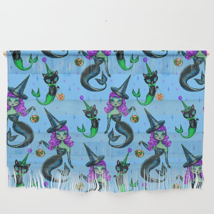 Mermaid Witch with Merkitten Wall Hanging