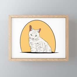 Cat in orange circle Framed Mini Art Print