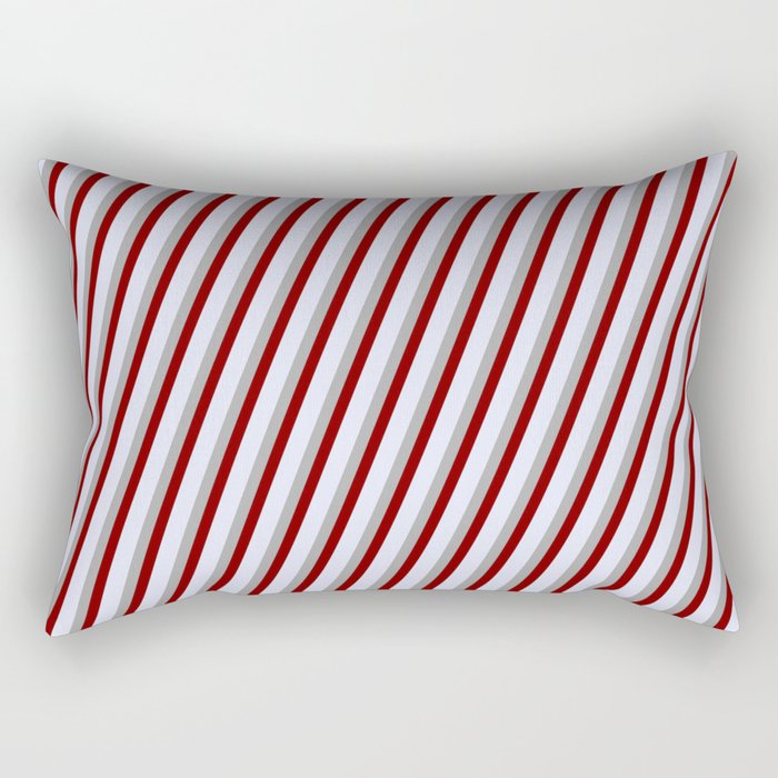 Dark Gray, Maroon, and Lavender Colored Lines/Stripes Pattern Rectangular Pillow