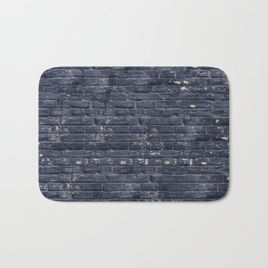 Black Brick Wall Bath Mat