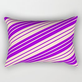 [ Thumbnail: Dark Violet and Bisque Colored Stripes/Lines Pattern Rectangular Pillow ]