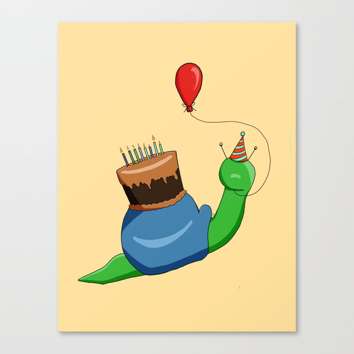 Birthday Snail (Blue/Green) Canvas Print