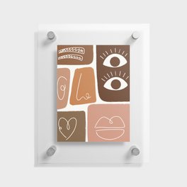 Abstract Face Contemporary Earthy Tones Floating Acrylic Print