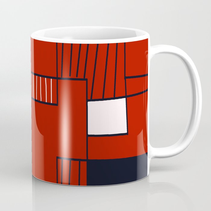 Black, Red, and White Geometric Blocks Coffee Mug