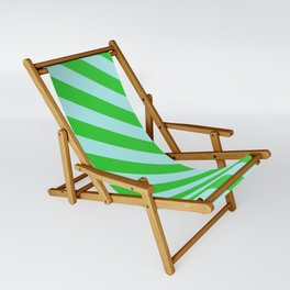 [ Thumbnail: Turquoise and Lime Green Colored Stripes Pattern Sling Chair ]