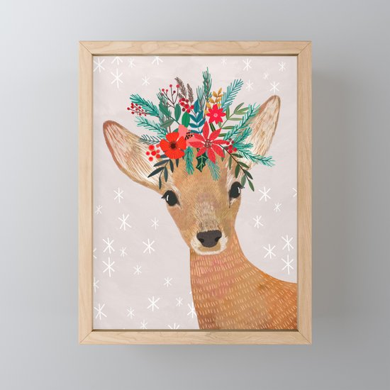 Christmas Deer Framed Mini Art Print By Miacharro Society6
