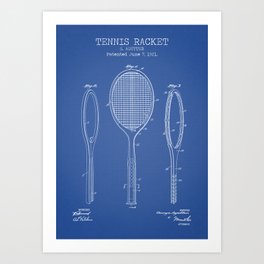 Tennis Racket blueprint Art Print