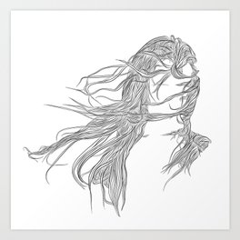 Electric Hair, in transparent/black Art Print