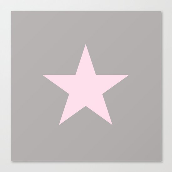 Pink star on grey background Canvas Print