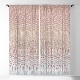 Pink And Silver Abstract Waves Sheer Curtain
