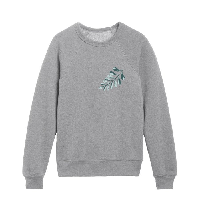 Minty Fern - black Kids Crewneck