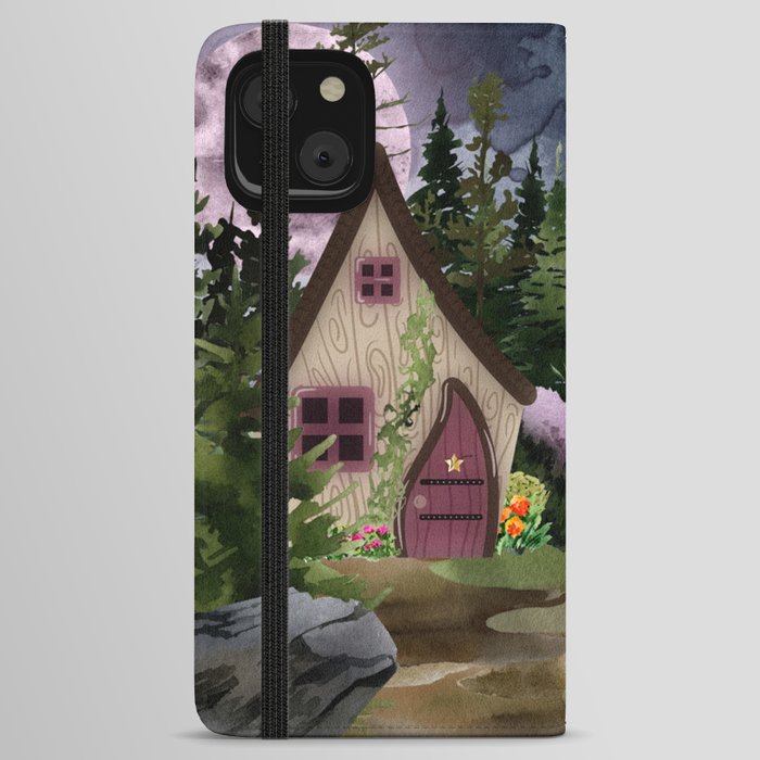 Dark Cottage: A full moon with bats and fox iPhone Wallet Case