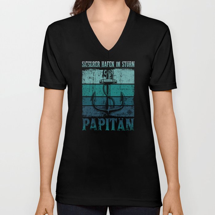 Papitän Captain Papa German V Neck T Shirt