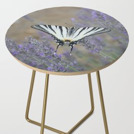 Elegant Swallowtail On Lavender Spike Photograph Side Table