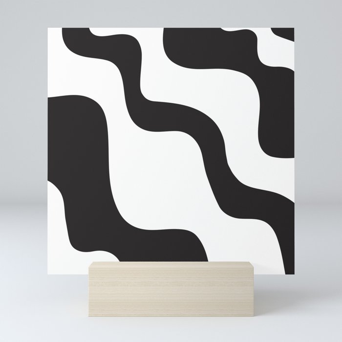 Black White Wave Mini Art Print
