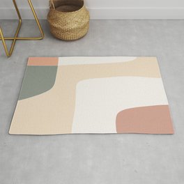 Terracotta and Olive Green Block Pattern Area & Throw Rug