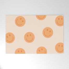 Yellow Retro Happy Face Welcome Mat