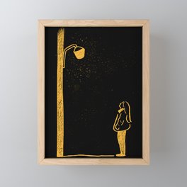 When the weather is fine quote - Street lamp at night - Park Min-young Framed Mini Art Print