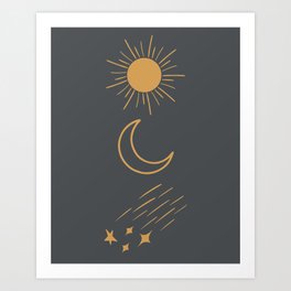 Sun, Moon and Stars Art Print