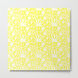 Yellow Cannabis Leaves And Flowers Metal Print