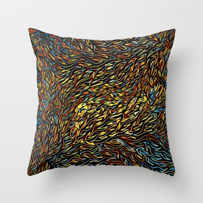 Stained Glass Flames Throw Pillow